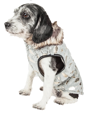 Pet Life������ LUXE 'Gold-Wagger' Gold-Leaf Designer Fur Dog Jacket