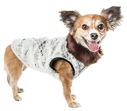 Pet Life�� LUXE 'Purrlage' Pelage Designer Fur White and Brown Dog Coat