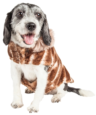 Pet Life�� LUXE 'Tira-Poochoo' Tiramisu Patterned White and Brown Mink Dog Coat