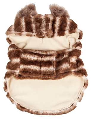 Pet Life�� LUXE 'Tira-Poochoo' Tiramisu Patterned White and Brown Mink Dog Coat