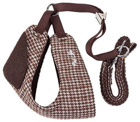 Pet Life�� LUXE 'Houndsome' 2-in-1 Brown Mesh Reversible Plaid Collared Adjustable Dog Harness-Leash