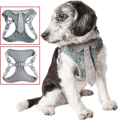 Pet Life�� 'Fidomite' Blue / Gray Mesh Reversible and Breathable Adjustable Dog Harness w/ Designer Neck Tie