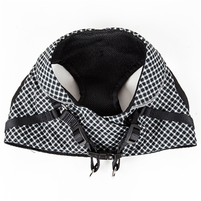 Pet Life® 'Checkerwag' Black and White Checkered Buttoned Mesh Reversible and Breathable Adjustable Dog Harness 
