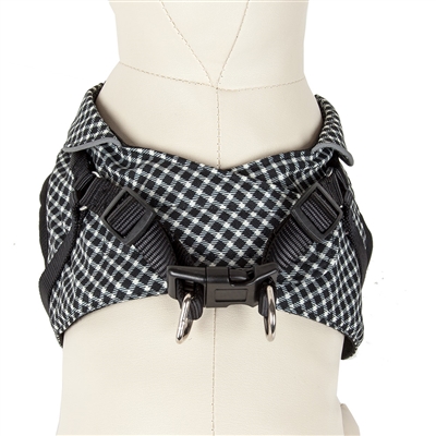 Pet Life® 'Checkerwag' Black and White Checkered Buttoned Mesh Reversible and Breathable Adjustable Dog Harness 
