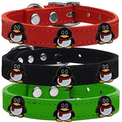 Pidgey the Penguin Widget Genuine Leather Dog Collar