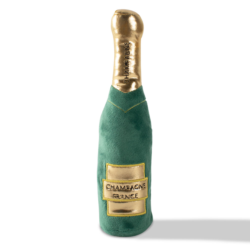 CHAMPAGNE BOTTLE PLUSH DOG TOY