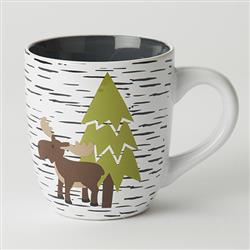 Acadia Moose & Bear Mug, White/Gray 18oz (3.75"Dia x 4.25"H)