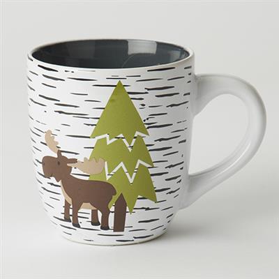 Acadia Moose & Bear Mug, White/Gray 18oz (3.75"Dia x 4.25"H)