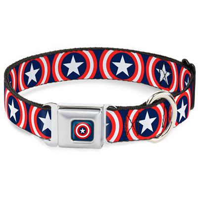Captain America Shield Repeat Navy Collars & Leads by Buckle-Down