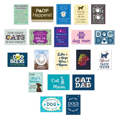 Dog Magnet Assortment - includes 4 each of 12 top selling designs and Black Display Board!
