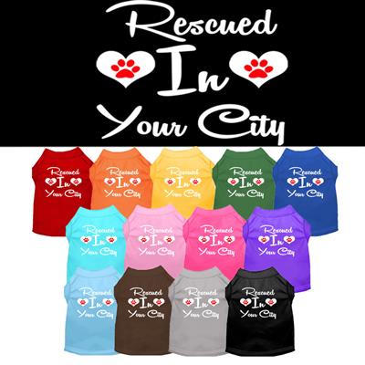 Rescued in "YOUR CITY / STATE" Custom Souvenir Pet Shirts