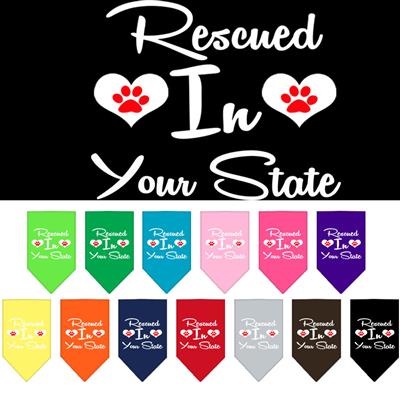 Rescued in "YOUR CITY / STATE" Custom Souvenir Pet Bandanas