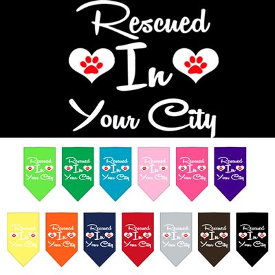 Rescued in "YOUR CITY / STATE" Custom Souvenir Pet Bandanas