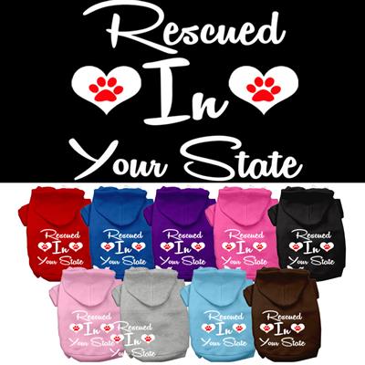 Rescued In "YOUR CITY / STATE" Custom Souvenir Pet Hoodies