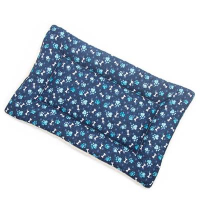Blue Paw Cotton Fabric Flat Pet Bed