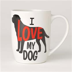 I Love My Dog Stoneware Mug, White
