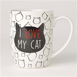I Love My Cat Stoneware Mug, White