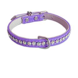 Jackie O Single Row Cotton/ Vegan Dog Collar  - Purple