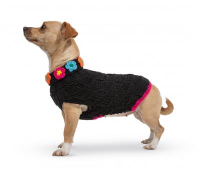 Black Floral Basketweave Hand Knit Sweaters