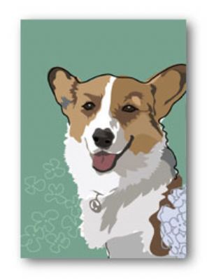 Welsh Corgi & Hydrangea - Fridge Magnet
