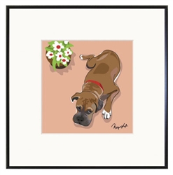 Framed Print: Boxer and Flower Pot