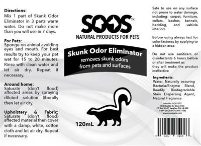 SOOS Skunk Odor Eliminator (120 ml / 4.05 oz)
