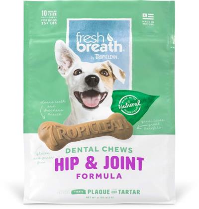 FRESH BREATH BY TROPICLEAN DENTAL CHEW HIP & JOINT DOG TREAT 25+LBS REGULAR 10PC