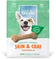 FRESH BREATH BY TROPICLEAN DENTAL CHEW SKIN & COAT DOG TREAT 25+LBS REGULAR 10PC