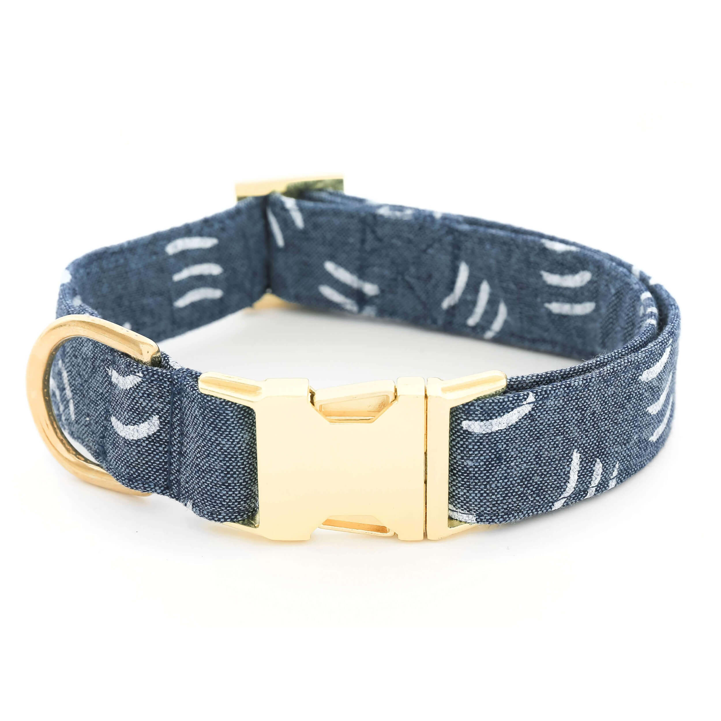 Denim Waves Dog Collar