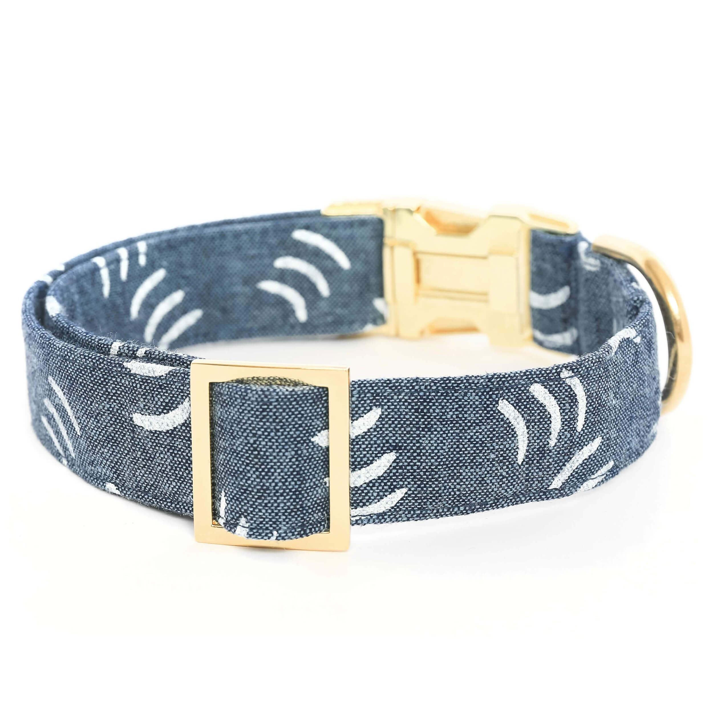 Denim Waves Dog Collar