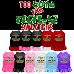 Too Cute for Ugly Sweaters Christmas Screen Print Dog Dress