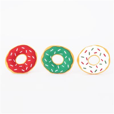 Holiday Miniz - 3-Pack Donutz - Christmas Dog Toy