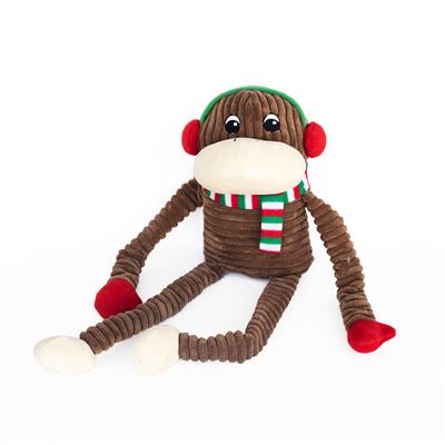Holiday Crinkle Monkey - Christmas Dog Toy - XL