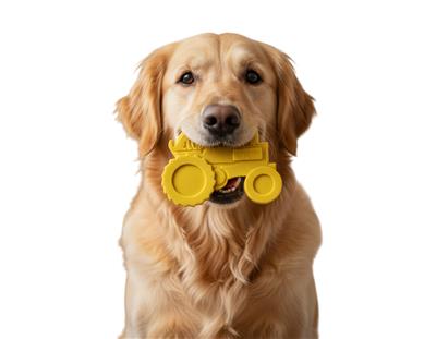 Industrial Dog by SodaPup Tractor Ultra Durable Nylon Dog Chew Toy for Aggressive Chewers, Guaranteed Tough, Non-Toxic, Reduces Boredom and Problem Chewing, Made in USA, Large Yellow