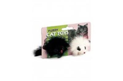 Spot Twin Plush Mice Rattle And Catnip Toy Black; White 4.5 In 2 Pack