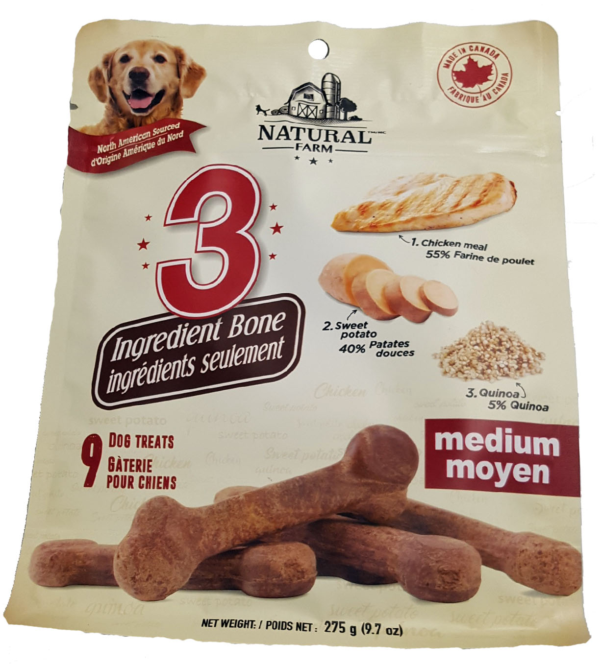 Natural Farm 3 Ingredient Dog Bone No Corn, no fillers, no Artificial