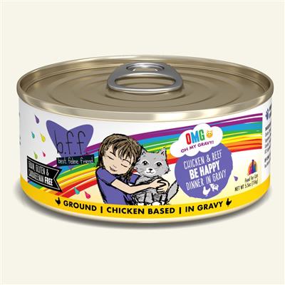 BFF Cat Omg Chicken & Beef Be Happy Dinner in Gravy 5.5oz. (Case Of 8)