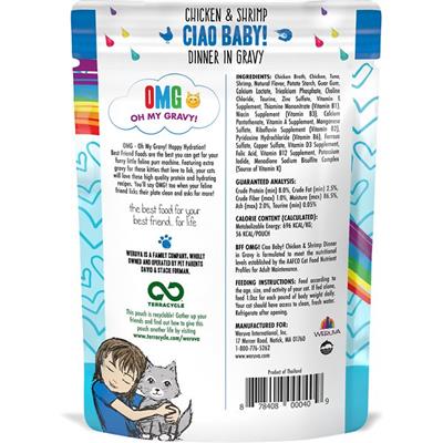 BFF Cat Ciao Baby! Omg Chicken & Shrimp Dinner in Gravy 2.8oz. Pouch (Case Of 12)