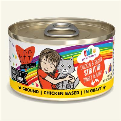 BFF Cat Omg Chicken & Salmon Stir It Up Dinner in Gravy 2.8oz. (Case Of 12)