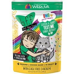 BFF Cat OMG Chicken & Turkey Text Me Chicken & Turkey Dinner in Gravy 2.8oz. Pouch (Case Of 12)