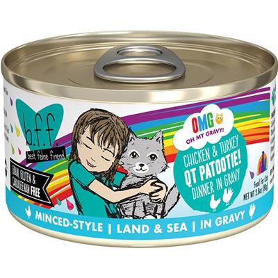 BFF Cat OMG Chicken & Turkey QT Patootie!  Dinner in Gravy 2.8oz. (Case Of 24)