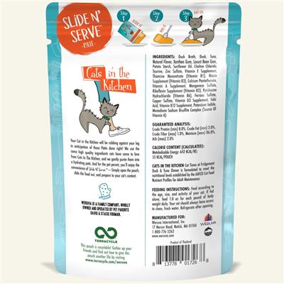 Cats In The Kitchen Slide N' Serve Cat Times at Fridgemont Duck & Tuna Dinner 3 oz. Pouch (Case Of 12)