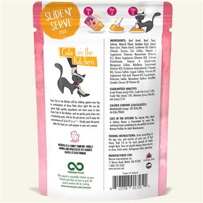 Cats in the Kitchen Slide N' Serve The Karate Kitty Beef & Salmon Dinner 3oz. (Case Of 12)