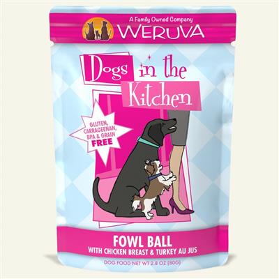 Dogs In The Kitchen Dog Fowl Ball with Chicken & Turkey Au Jus 2.8oz. Pouch (Case Of 12)