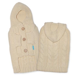 Beige Hoodie Cable Coat Cashmere