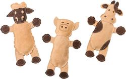 Dura-Fused Leather Barnyard Dog Toy Assorted Brown; Tan 11 In