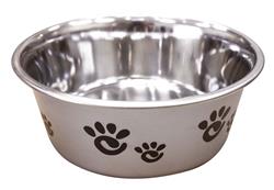 Spot Barcelona Stainless Steel Paw Print Dog Bowl Silver 32 Ounces