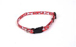 Coastal Li'l Pals Adjustable Patterned CollarLight Red White Bone 5/16X8-12in