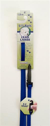 Lil Pals Nylon Dog Leash With E-Z Snap Blue 3-8 In X 6 Ft