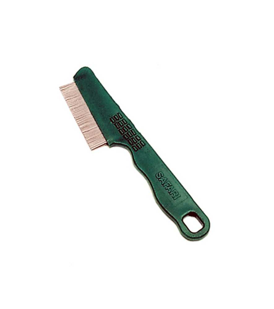 Safari Dog Double Row Flea Combs With Handle Green